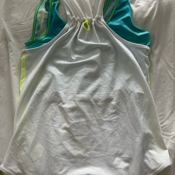 LUCKY IN LOVE SHIRT & SKIRT/SKORT XS FLORAL LEAF PRINT TIERED PUPRLE TEAL TENNIS - Picture 5 of 6